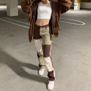 🤎Patchwork Straight Leg Jeans🤎